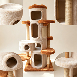 Modern Luxury Multi <b>Level</b> Large Wood Branch Cat Tree Tower With Sisal Scratching <b>Post</b> Indoor Cat Condo Pet House - Product Image 1