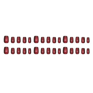 24pcs Faux ongles courts et carrés en forme d'œil de chat <span class=keywords><strong>violet</strong></span> <span class=keywords><strong>foncé</strong></span> à coller sur les ongles - Product Image 4
