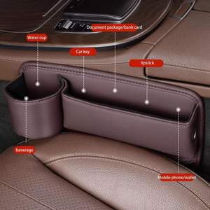 Organisateur de siège de voiture en cuir réglable avec porte-gobelet et compartiment pour téléphones - Product Image 6