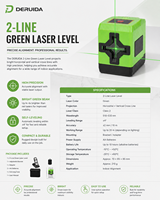 DERUIDA Vente en gros OEM Niveau laser vert 2 lignes, auto-nivelant, horizontal et vertical, outil de mesure à lignes croisées, mini niveau laser portatif
