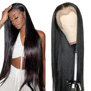 Free Shipping natural black straight human hair 13x4 transparent lace front wigs Wholesale human hair wig vendors