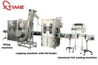 Ligne de machines automatiques Xtime pour le chauffage, le remplissage, le bouchage, l'étiquetage et l'emballage de bouteilles de beurre de cacahuète, de noisettes et de sauce chocolatée liquide