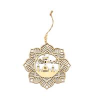Ornement suspendu en bois Ramadan Kareem, décoration dorée Eid Mubarak Lune et mosquée, articles pour la maison musulmane