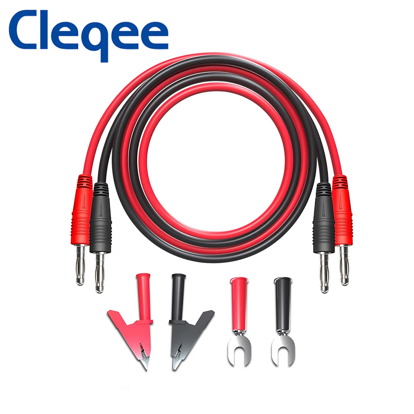 Cleqee P1041B 6-in-1 1 m 4mm Banana banana Plug Test Lead kits Alligator Clip klemmen om 6mm U-type Plug Gestabiliseerde voeding