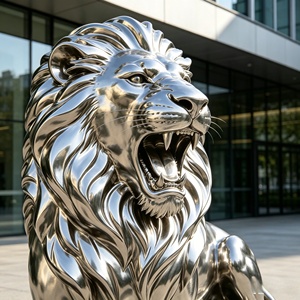 Sculpture de <span class=keywords><strong>lion</strong></span> en acier inoxydable personnalisable BZY, grande et imposante, pour hall d'hôtel, bureau ou parc - Product Image 5