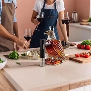 Carafe à liqueur en <span class=keywords><strong>verre</strong></span> en forme d'aigle artistique 350 ml, bouteille à vin soufflée à la main avec motif de faucon pour whisky, brandy et accessoires de bar - Product Image 4