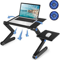 Soporte Plegable Ajustable para Laptop, Soporte de Aluminio de Tres Pliegues para Computadora, Escritorio Móvil para Cama, Sofá, Auto