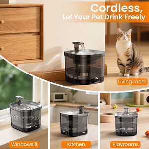 Fontaine à eau pour chat portable sans fil en acier inoxydable 304, distributeur d'eau automatique rechargeable de 3,2 L pour chats et chiens - Product Image 2