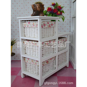 Mueble de Almacenamiento Estilo Rústico con 4 Cajones, Blanco, Mesa Auxiliar para Sala de Estar o Dormitorio - Product Image 3
