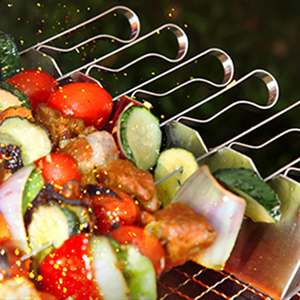 Factory Logo Customization 8pcs Stainless Steel <strong>BBQ</strong> Skewers Set with <strong>BBQ</strong> <strong>Rack</strong> - Product Image 5