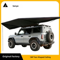 Auvent latéral de voiture à 180 degrés avec lumière LED, auvent de toit de véhicule en forme d'éventail imperméable pour 4x4, SUV, camping, voyage