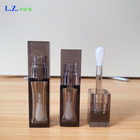 LZ Pack Nouveauté Tube à gloss vide transparent noir carré 6ml 8ml 10ml avec grand applicateur, en PET, personnalisable avec logo