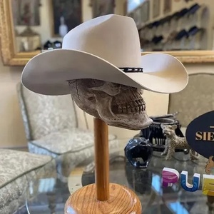 Unisex Western Cowboy <b>Hat</b> 100% Wool Felt Wide Brim Leather <b>Band</b> Outdoor Party Adults Four Seasons - Product Image 2