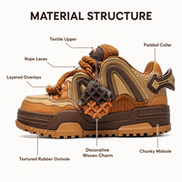 Sneakers à carreaux épais avec logo personnalisé, chaussures rétro basses pour hommes, streetwear, marque privée, vente en gros