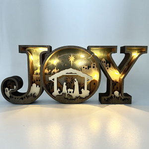 Decorazioni <span class=keywords><strong>natalizie</strong></span> creative con lettere JOY, ornamenti <span class=keywords><strong>in</strong></span> <span class=keywords><strong>legno</strong></span> per la casa, artigianato decorativo, intaglio <span class=keywords><strong>in</strong></span> <span class=keywords><strong>legno</strong></span> 3D, gioielli a forma di animale, <span class=keywords><strong>legno</strong></span> multistrato. - Product Image 4