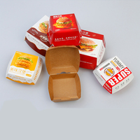 Caja de Papel Kraft Desechable Personalizada para Hamburguesas, Caja de Embalaje para Hamburguesas con Recubrimiento UV para Alimentos, para Restaurantes de Comida Rápida
