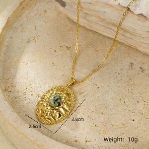 สร้อยคอสแตนเลสชุบทอง18K สำหรับผู้หญิงของขวัญหินตาเสือแบบไม่เรียบ - Product Image 6