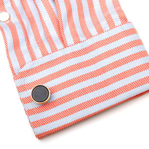 Mancuernillas para Hombre al por Mayor, Estilo Lujoso, Piedra Arenisca Azul Redonda, Doradas y Cobre, para Camisa - Product Image 5