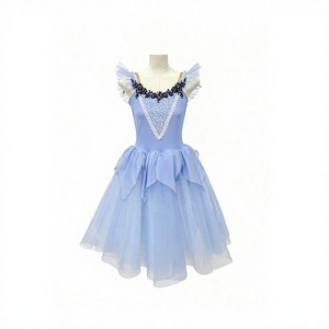 Costume de ballet professionnel simple, <span class=keywords><strong>jupe</strong></span> longue bleue, tutu en <span class=keywords><strong>tulle</strong></span> pour femmes et enfants - Product Image 1