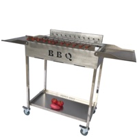 Approvisionnement d'usine Hibachi Grill Chypre Barbecue à charbon de bois automatique avec brochettes carrées
