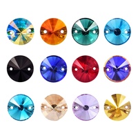 OLeeya - Pedrería de Cristal K9 de Primera Calidad, Forma Redonda de Diamante, Grandes Formas, Estilo Rivoli, Parte Posterior Plana, para Coser en Vestidos de Baile