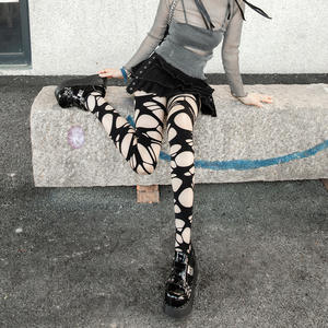 Collants à bretelles sexy déchirés irréguliers Sex Spice ajourés pieds femmes résille noir - Product Image 4