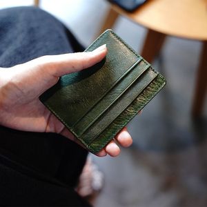 Nuovo portafoglio semplice in pelle per carte di credito e carte bancarie con Design rugoso lavato da uomo e da donna - Product Image 1