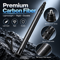 Perche à selfie invisible en fibre de carbone 3M personnalisée, extension de 118 pouces, support 1/4 pour Insta360 X5 X4 DJI Osmo GoPro Action Camera