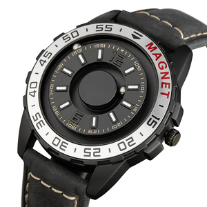 EUTOUR E026 Orologio da Polso al Quarzo con Movimento Magnetico, Cinturino in Pelle e Tela, Design Innovativo con Sfera Magnetica in Lega Rotonda - Product Image 3
