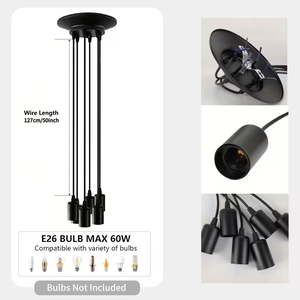 <span class=keywords><strong>Lustre</strong></span> <span class=keywords><strong>araignée</strong></span> rétro à <span class=keywords><strong>6</strong></span> lumières, noir, avec câbles multiples réglables, lampe suspendue pour restaurant, salon, entrepôt USA - Product Image 2