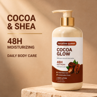 Lotion corporelle hydratante intense au beurre de cacao et au beurre de karité, marque privée, 48H d'hydratation profonde pour peaux africaines sèches, vente en gros