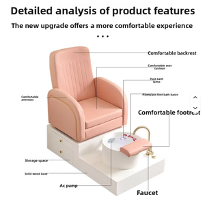 Fauteuil de pédicure électrique de luxe moderne rose avec bain de pieds intégré, idéal pour salons de manucure et spas (vente en gros) - Product Image 5