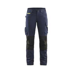 BLAKLADER - 719513308633D21 Women's Service <b>trousers</b> with stretch Dark <b>navy</b> blue/Yellow - EAN 7330509894101 <b>WORK</b> <b>TROUSERS</b> - Product Image 1