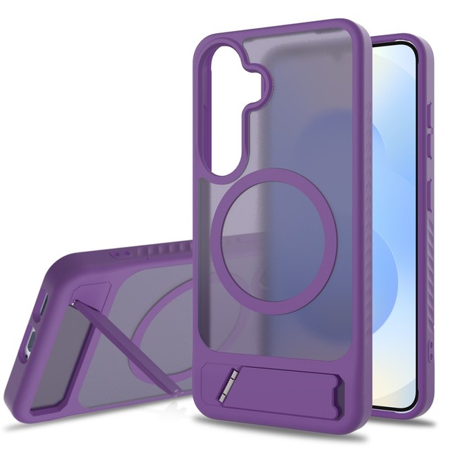 New Design Bracket Frosted Phone case for Samsung S25 Edge Skin Feel Magnetic Mobile Phone Bags and Cases for iPhone 16E 16 15
