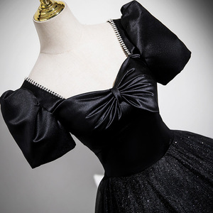 Black Off The Shoulder Ball Gown Tulle Dress Empire Waistline For Art Exam Host Evening Wear Female Vocalist Performance Costume - Product Image 4