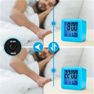 Neon cao su Trường hợp với kỹ thuật số Cube <span class=keywords><strong>LCD</strong></span> Đồng hồ báo thức của món quà thú vị cho trẻ em - Product Image 6