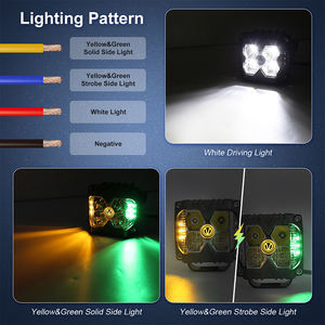 OVOVS 40W 12V Feux latéraux LED vert et jaune 3 pouces, feux de travail tout-terrain pour camions, véhicules tout-terrain <span class=keywords><strong>4x4</strong></span> - Product Image 2