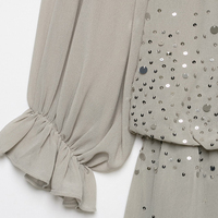 PB&ZA Femme 2026 Nouvelle Robe Mini Chic Tendance Été Élégante à Paillettes Superposées Ample Manches Longues Robe Femme