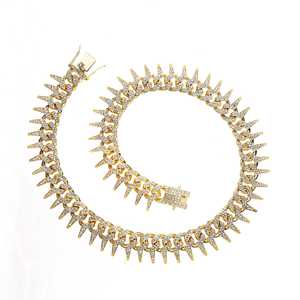 Collier de perles unisexe 12 mm à maillons barbelés, style hip-hop <span class=keywords><strong>rap</strong></span> cubain, avec diamants, pour l'Europe et les États-Unis, au design haut de gamme - Product Image 3