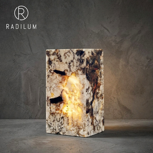 Lámpara de Mesa <span class=keywords><strong>Pandora</strong></span> Stone, Estilo Postmoderno de Lujo, Luz Wabi Sabi para Sala de Estar, Dormitorio, Mesita de Noche, Villa, Lámpara de Escritorio LED Creativa en Forma de Cubo - Product Image 1