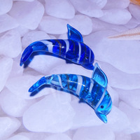 Adorno de Delfín Esmaltado en Color Dorado, Animal Marino, Orca, Rayo Manta de Cristal Azul, Decoración de Escritorio de Dibujos Animados, Colección de Artesanías