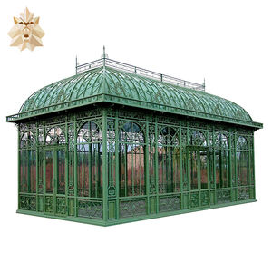 Gran jardín al aire libre casa verde antiguo personalizado Metal acero ornamental verde hierro forjado Gazebo para <span class=keywords><strong>la</strong></span> venta - Product Image 2