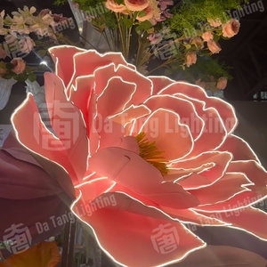 Lampes décoratives LED artistiques en forme de pivoine, étanches IP65 pour une utilisation intérieure/extérieure, rehaussant les parcs et les cours avec une lueur nocturne vibrante - Product Image 6
