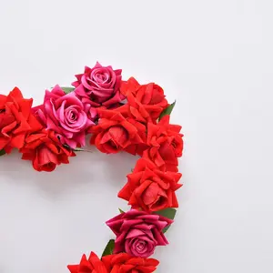Outdoor Spring Wreath Rose grinalda Decoração coração Pendurado Dia Dos Namorados Artificial Rose Flower Wreath Para o Dia das Mães