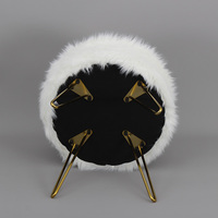 Pouf ottoman blanc personnalisé de petite taille, repose-pieds de chambre à coucher en fausse fourrure, ottoman français doré