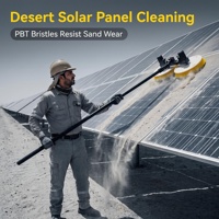 Machine de nettoyage de panneaux solaires rotative électrique à perche extensible de 7,5 mètres, nettoyeur de panneaux photovoltaïques, brosse de nettoyage de panneaux solaires à double tête