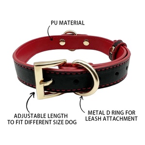 Suministros personalizados para mascotas accesorios gato rojo Pu Premium perro cuello occidental Semi Real cuero de vaca perro <span class=keywords><strong>Collar</strong></span> para perro pequeño mediano grande - Product Image 2
