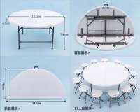 Grande table pliante ronde en plastique de 5 pieds bon marché pour banquet circulaire de restauration en Chine à bas prix de gros