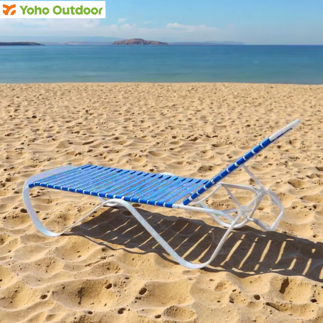 Aluminum PVC strap commercial sun lounger supplier for hotel poolside projects