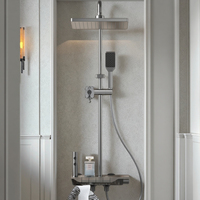 Système de robinetterie de douche pour salle de bain d'hôtel en alliage d'aluminium, gris canon, affichage numérique LED, montage mural, touches de piano, mitigeur de douche à effet pluie pour baignoire